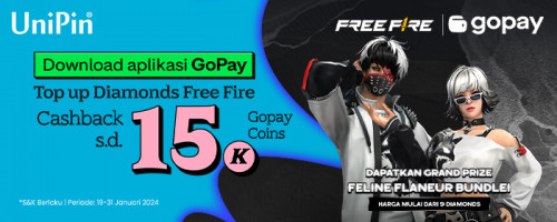Top Up Diamonds Free Fire di UniPin Pakai GoPay Cashback 90% & Dapatkan Feline Flaneur Bundle!